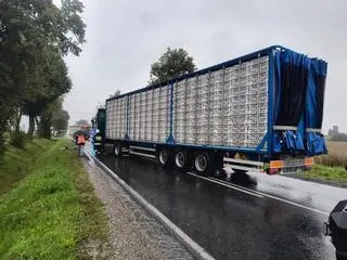 Zderzenie trzech ciężarówek 
