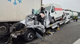 Wypadek na autostradzie A2 w gminie Baranów