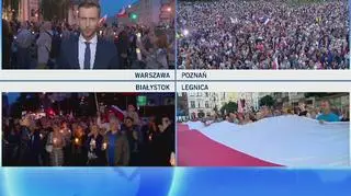 Reporter TVN24 o manfiestacja na placu Krasińskich