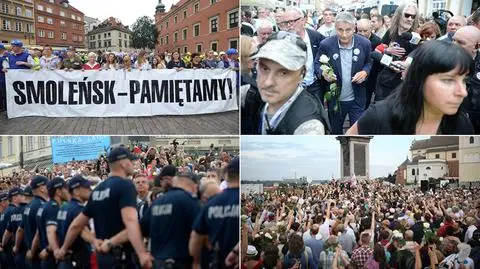 Miesięcznica na Krakowskim, kontrmanifestacja na Zamkowym