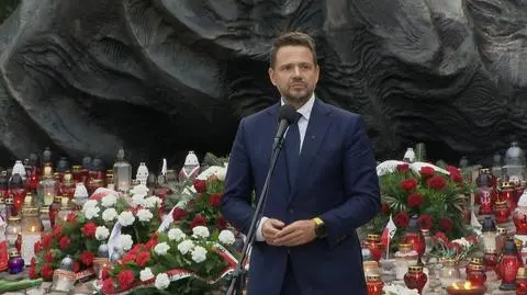 Rafał Trzaskowski podczas uroczystości na Cmentarzu Powstańców Warszawy