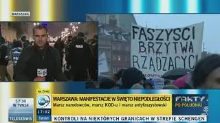 Antyfaszyści idą przez miasto