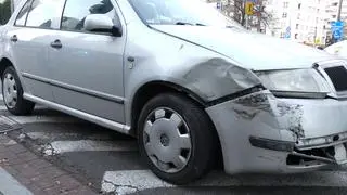 Zderzenie trzech aut w Śródmieściu