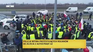 Policja wezwała rolników do odblokowania autostrady