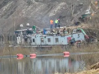 Pożar barki na Mokotowie