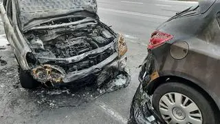 Pożar samochodów na Chodeckiej