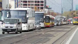 Protest branży autokarowej w Warszawie