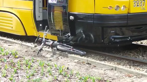 Zderzenie rowerzysty z tramwajem