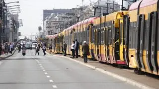 Utworzył się korek tramwajowy