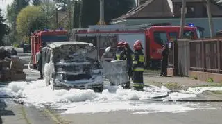 Pożar samochodu w Marysinie Wawerskim