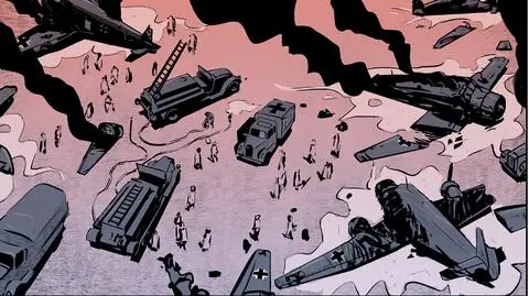 Plansze z komiksu "Akcja Bielany"