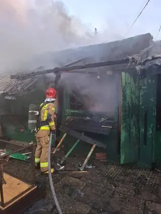 Pożar budek na bazarze Różyckiego