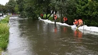 Przerwany wał przeciwpowodziowy przy Potoku Służewieckim 