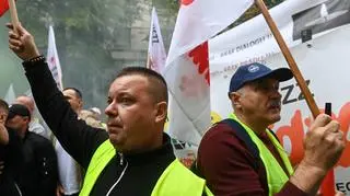 Protest górników w Warszawie