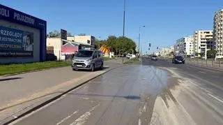 Rozlany beton na ulicy Górczewskiej