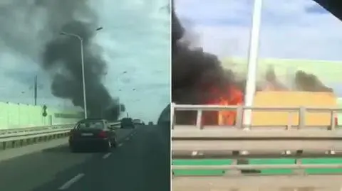 Auto stanęło w ogniu na Modlińskiej