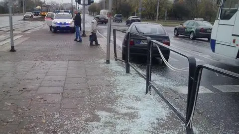 Wjechał w barierki przy przystanku. "Przed maskę wyskoczył mi pies"
