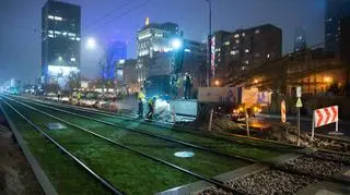 Sadzenie drzew wzdłuż torowiska na Marszałkowskiej