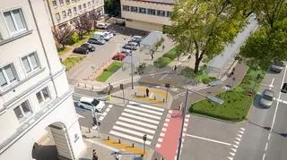 Ścieżka rowerowa w alei Jana Pawła II, skrzyżowanie z Elektoralną (wizualizacja)