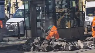 Remont torowiska na placu Bankowym 