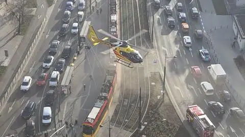 Lądowanie śmigłowca LPR przy placu Unii Lubelskiej