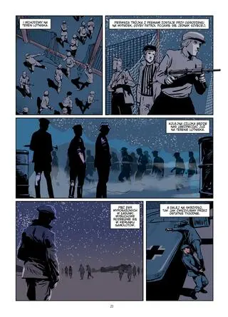 Plansze z komiksu "Akcja Bielany"