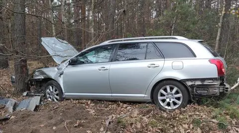 Wypadł z drogi, uderzył w drzewo. "Miał ponad dwa promile" 