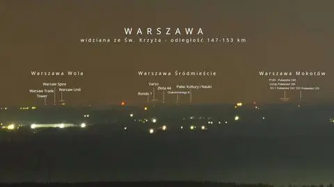 Widok na Warszawę w noc 29 kwietnia 2025 roku