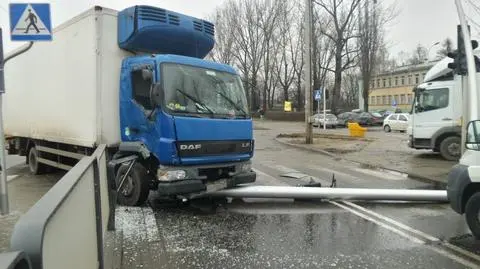 Zderzenie ciężarówki z tramwajem. Zablokowane skrzyżowanie