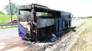 Pożar autobusu na krajowej "siódemce"