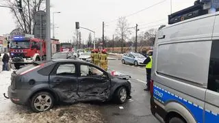 Zderzenie trzech aut na Bródnie