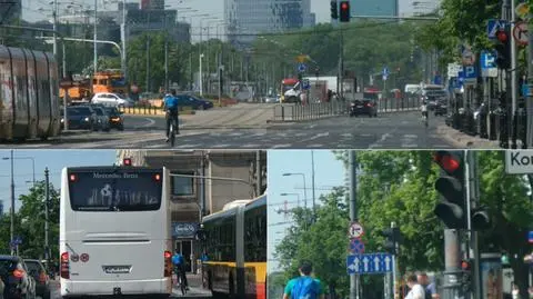 Na czerwonym przez skrzyżowania, telefon przy uchu... Beztroska rowerzysty