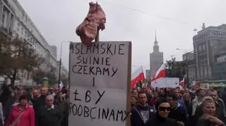 Demonstranci na Marszałkowskiej