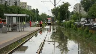 Zalane torowisko na ul. Rembielińskiej