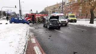 Wypadek na skrzyżowaniu Wołoskiej z Madalińskiego