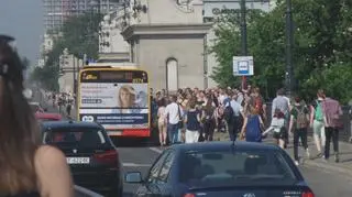 Popsuty tramwaj na moście Poniatowskiego