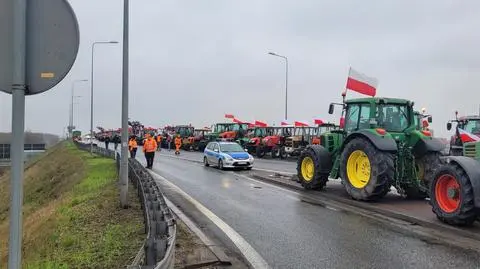 Protest rolników na węźle Wiskitki 