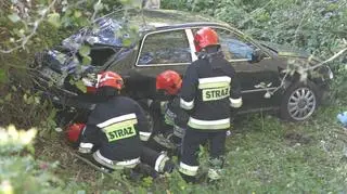 Samochód wjechał w pobliskie zarośla