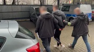 Policja z zatrzymaną osobą 