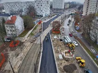 Prace na skrzyżowaniu Banacha i Grójeckiej 