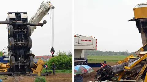 Transformer z Wilanowa. Dźwig stanął w pionie