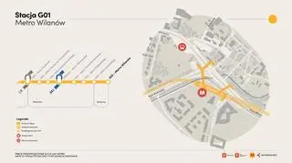 Schemat stacji Wilanów na linii M4