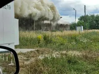 Pożar magazynu ze zbożem w Gozdowie