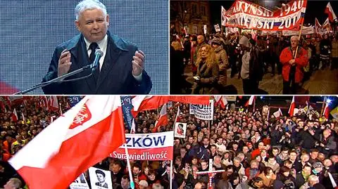 Tłumy na pl. Zamkowym, marsz na Krakowskim Przedmieściu