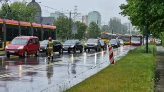 Zderzenie śmieciarki z tramwajem
