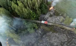 Pożar widoczny z motoparalotni 