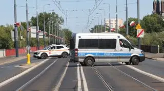 Zamknięty dla ruchu kołowego most Śląsko-Dąbrowski w Warszawie