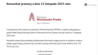 Komunikat diecezji warszawsko-praskiej