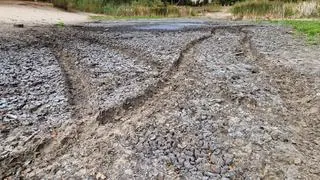 Jeżdżą autami po wyschniętym stawie 
