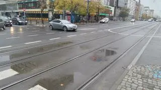 Zderzenie osobówki z tramwajem